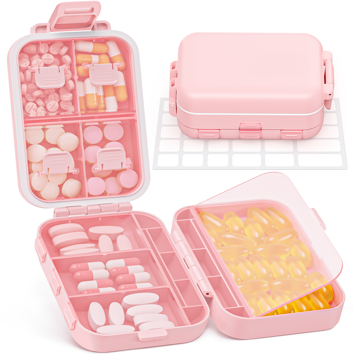 Foldable Pill Box with Triple Layers