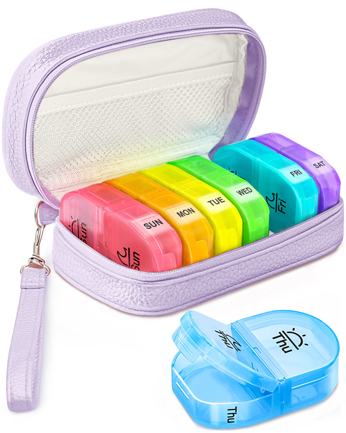 Weekly Pill Box with a Stylish PU Leather Bag