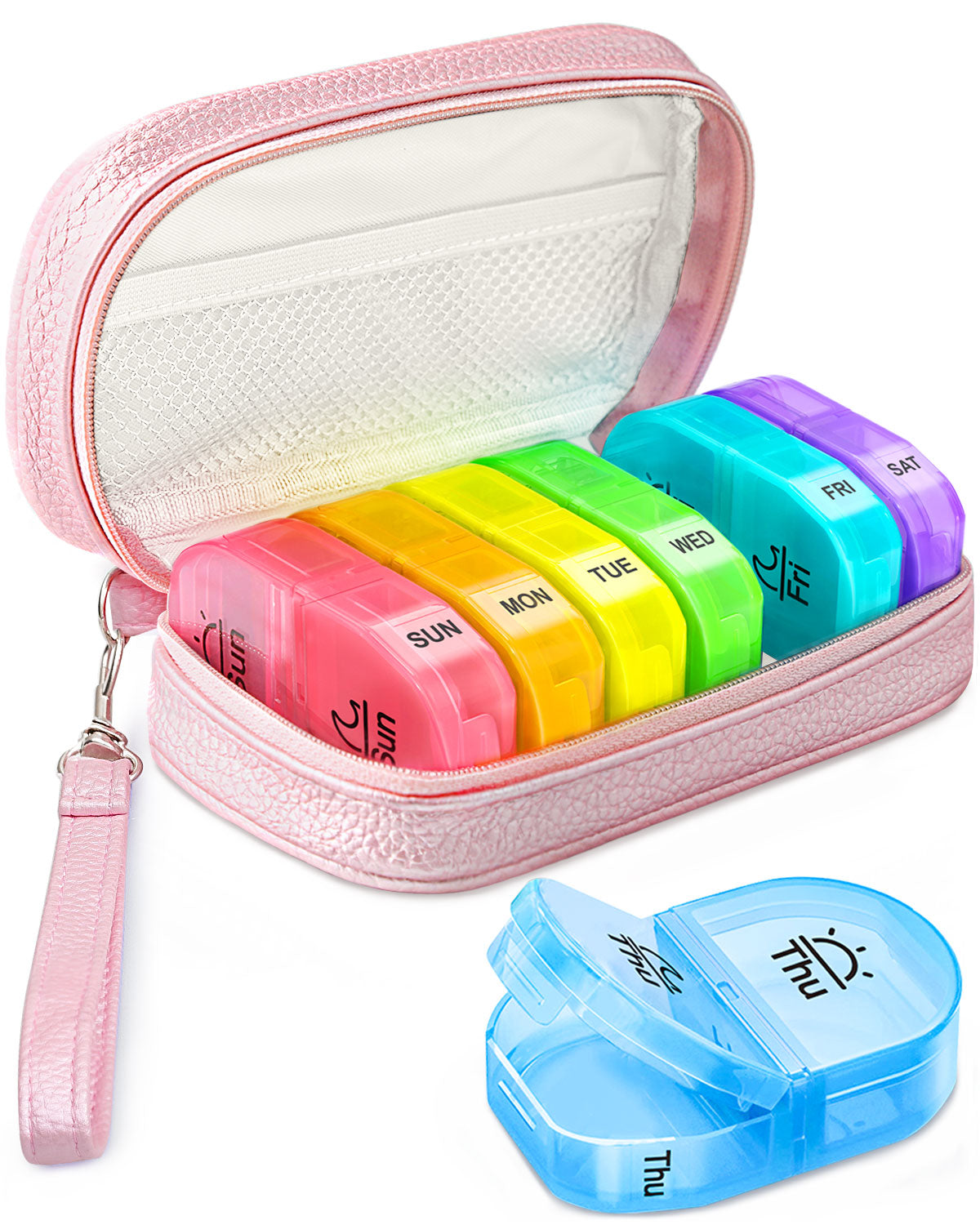 Weekly Pill Box with a Stylish PU Leather Bag
