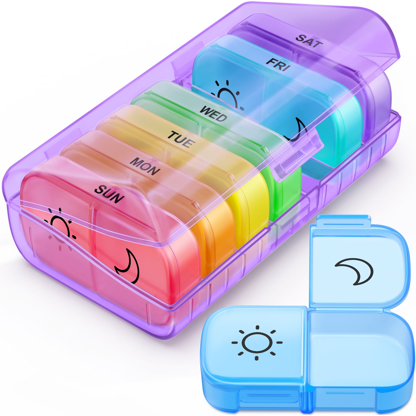 Color-Coded Larger Weekly Pill Box