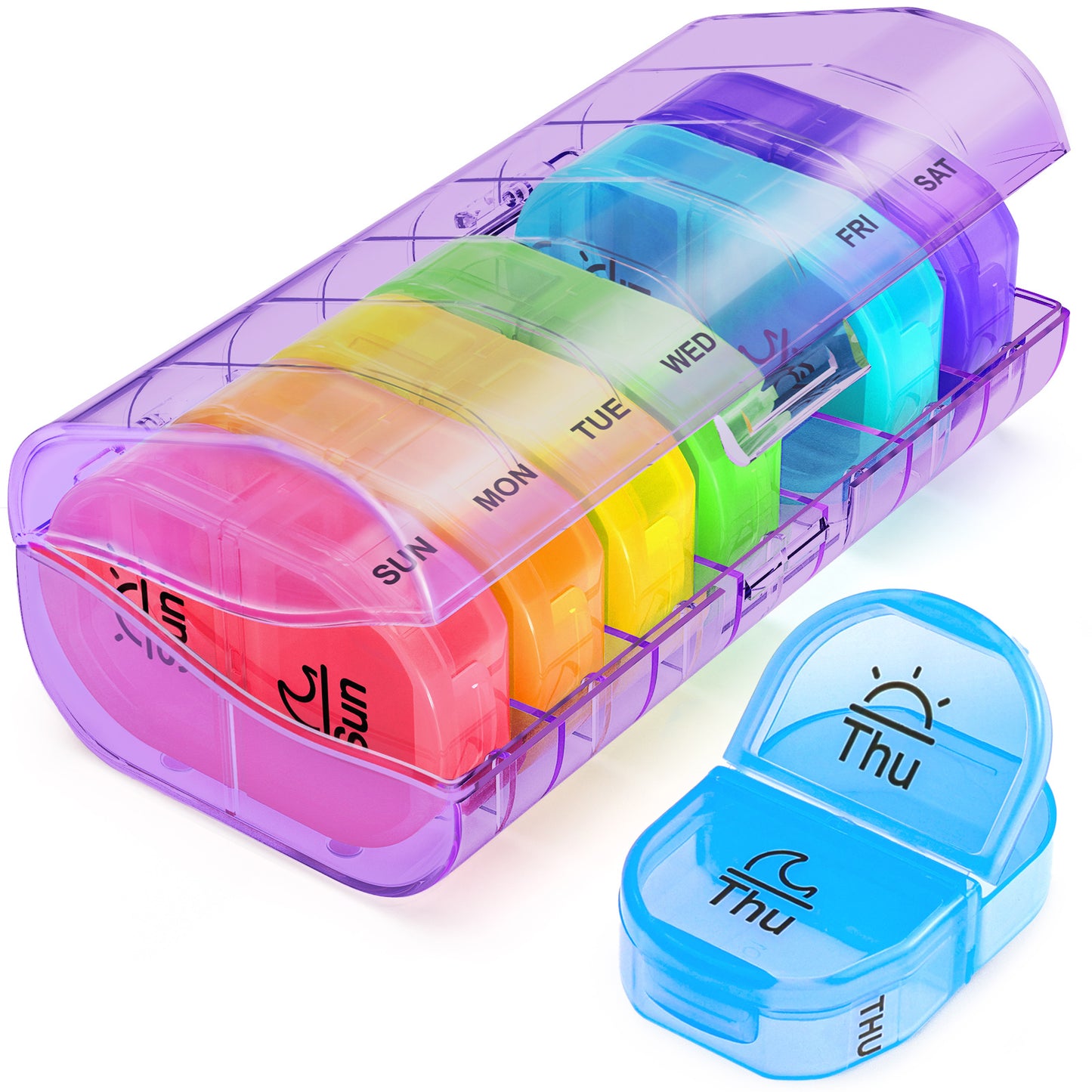 Color-Coded Weekly Pill Box 2 Times a Day