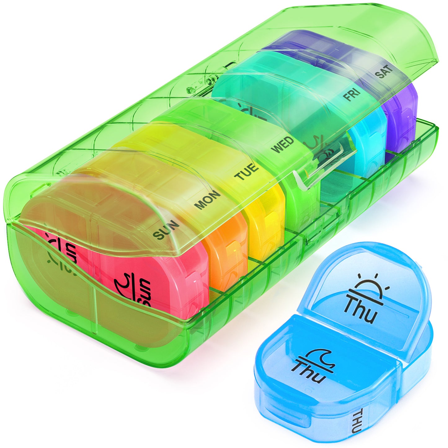 Color-Coded Weekly Pill Box 2 Times a Day