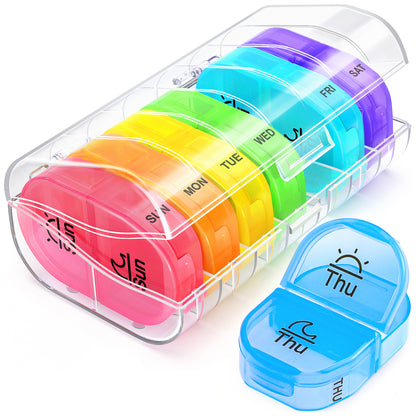 Color-Coded Weekly Pill Box 2 Times a Day