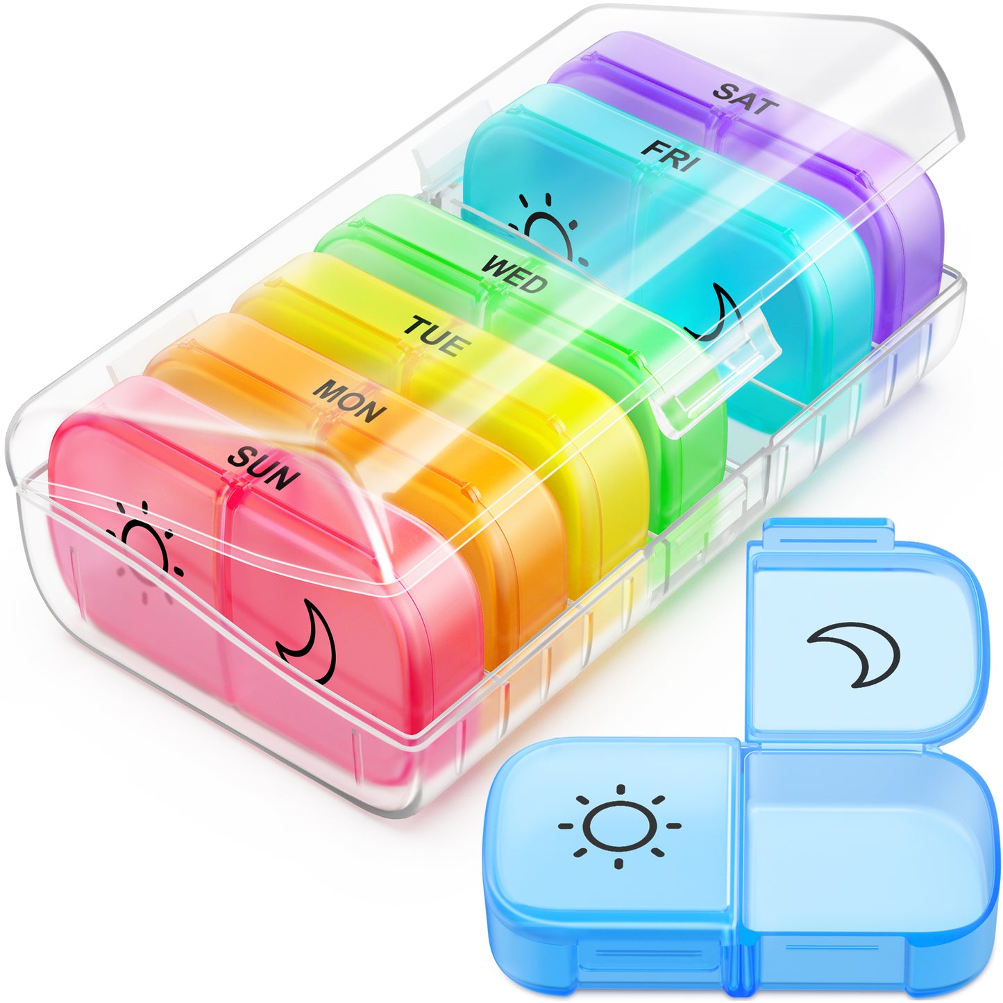 Color-Coded Larger Weekly Pill Box
