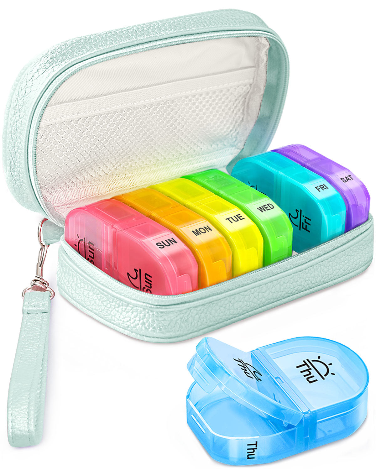Weekly Pill Box with a Stylish PU Leather Bag