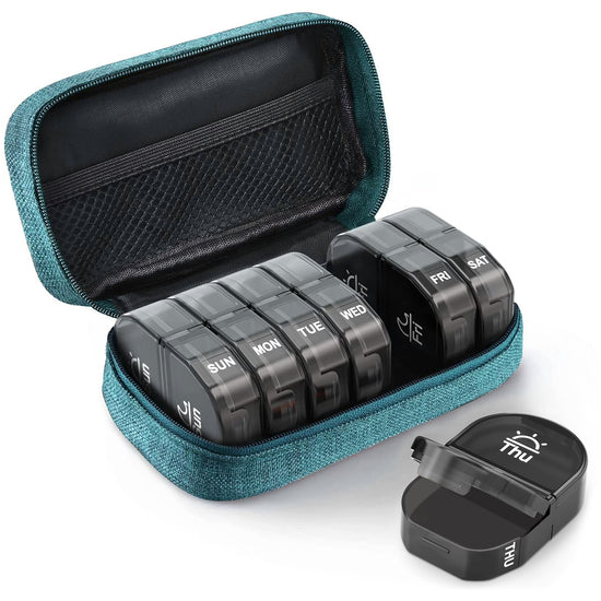 AM PM Pill Box with Canvas Bag
