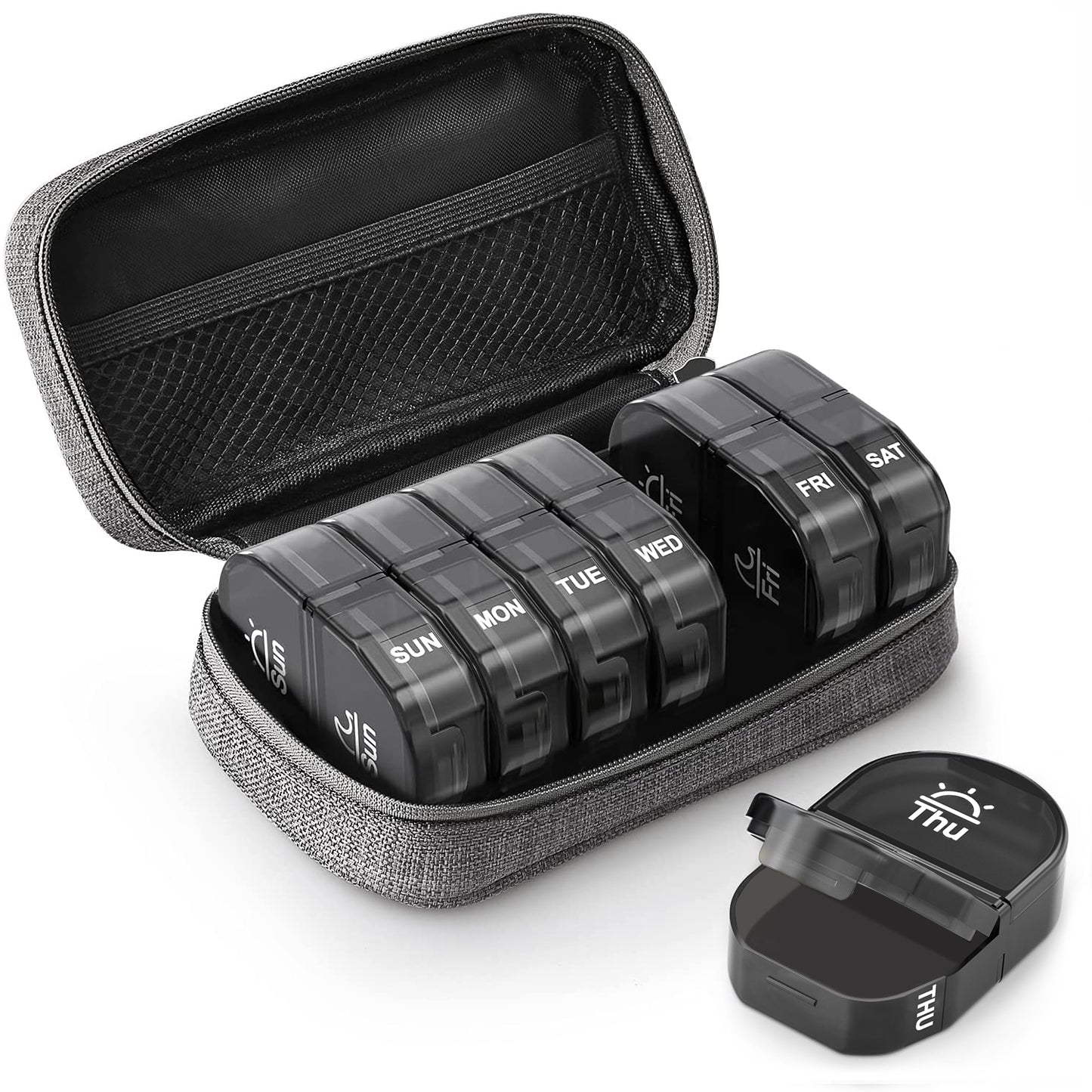 AM PM Pill Box with Canvas Bag